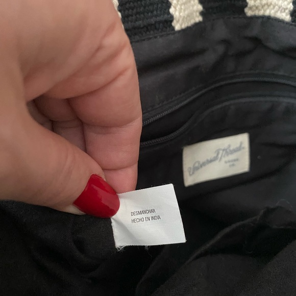 Universal Thread Black & Cream Striped Pointed Flap Woven Backpack - Picture 11 of 12